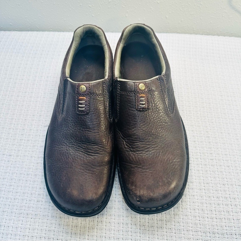 Merrell Shoes Slip On Loafers Mens US 11.5 Brown Leather Comfort Casual Shoes - Picture 8 of 10